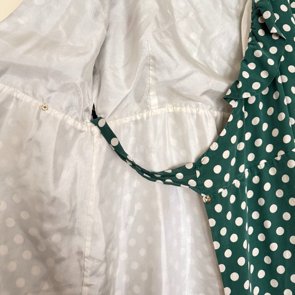 kate spade Green and White Polka Dot Long Sleeve Wrap Dress - Picture 8 of 11